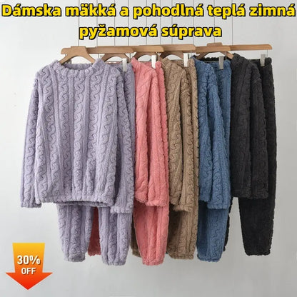 🌺【45-90kg】💥💫Dámska mäkká a pohodlná teplá zimná pyžamová súprava