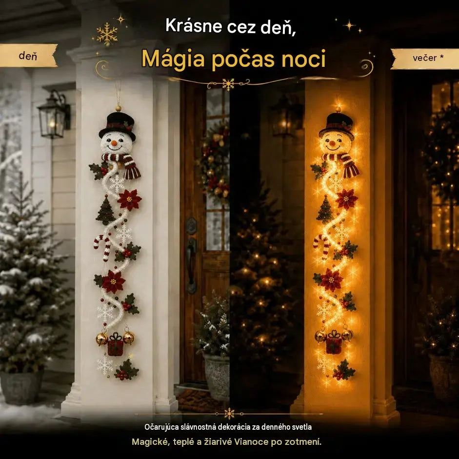 🎄 Vianočné svietiace dekorácie na dvere MerryCascade | 6 slávnostných dizajnov, teplé svetlo, 3D detaily a priestorovo úsporný vertikálny dizajn ✨