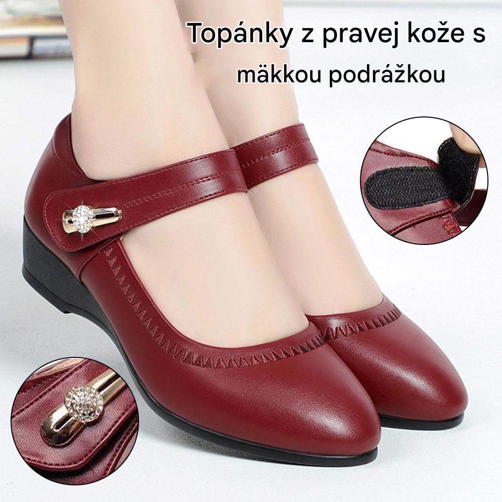 【35-41】Topánky na vysokých podpätkoch z mäkkej kože, mäkká podrážka, protišmykové topánky pre mamičky z pravej kože