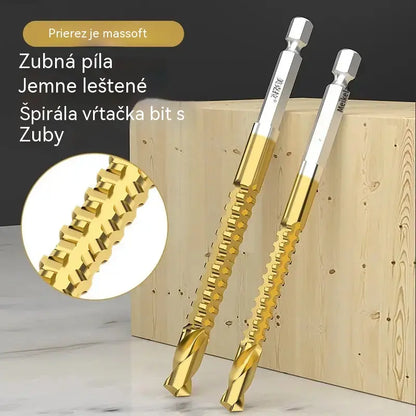 🛠️🔧(6 kusov)2v1 titánom potiahnutý vysokorýchlostný oceľový špirálový vrták – šesťhranná stopka, vhodný na vŕtanie a drážkovanie dreva a kovu🔩