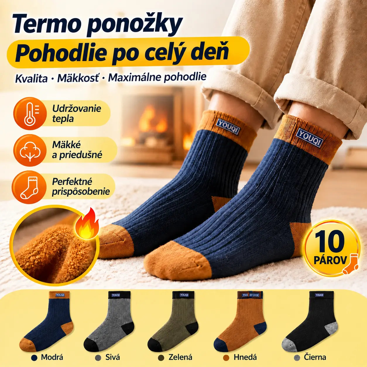 😍🧦【10 párov】Pánske bavlnené dezodoračné ponožky, nové 2026, absorbujúce pot