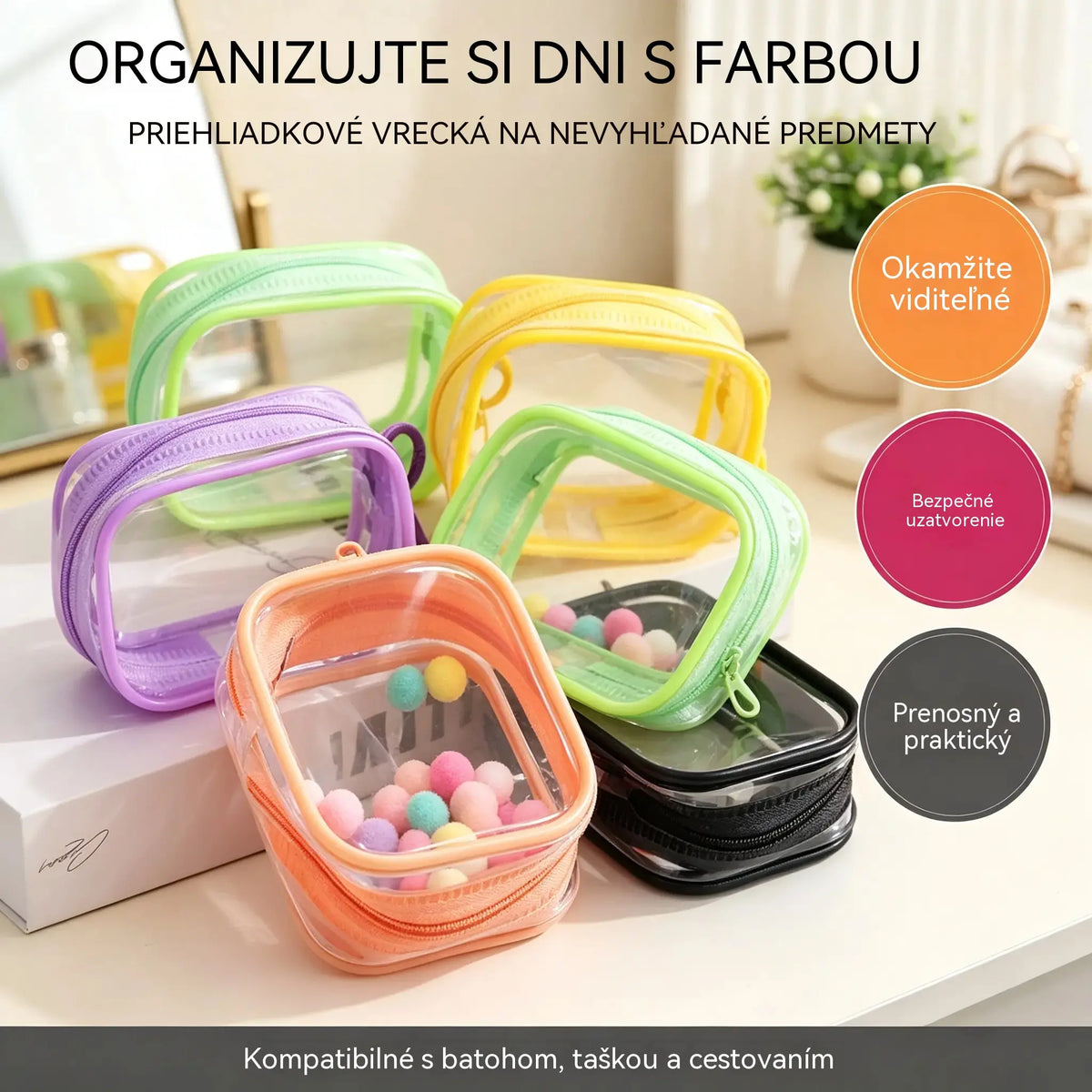 🔍✨【1 sada za 3 kusy】Priehľadná zavesná taška na káble a príslušenstvo | Prenosný organizér na cestovanie a každodenné použitie 🎧