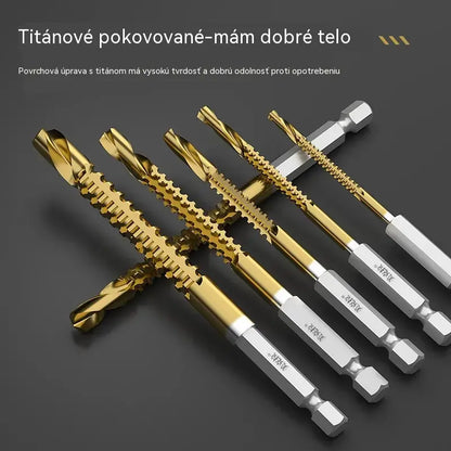 🛠️🔧(6 kusov)2v1 titánom potiahnutý vysokorýchlostný oceľový špirálový vrták – šesťhranná stopka, vhodný na vŕtanie a drážkovanie dreva a kovu🔩