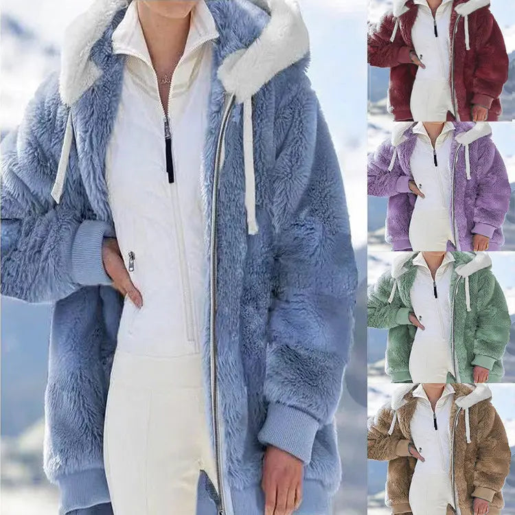 ☃️Ograničeni popust 39%❄️【S-5XL】Ženska jakna 2026 s kontrastnim prugama od debelog pliša