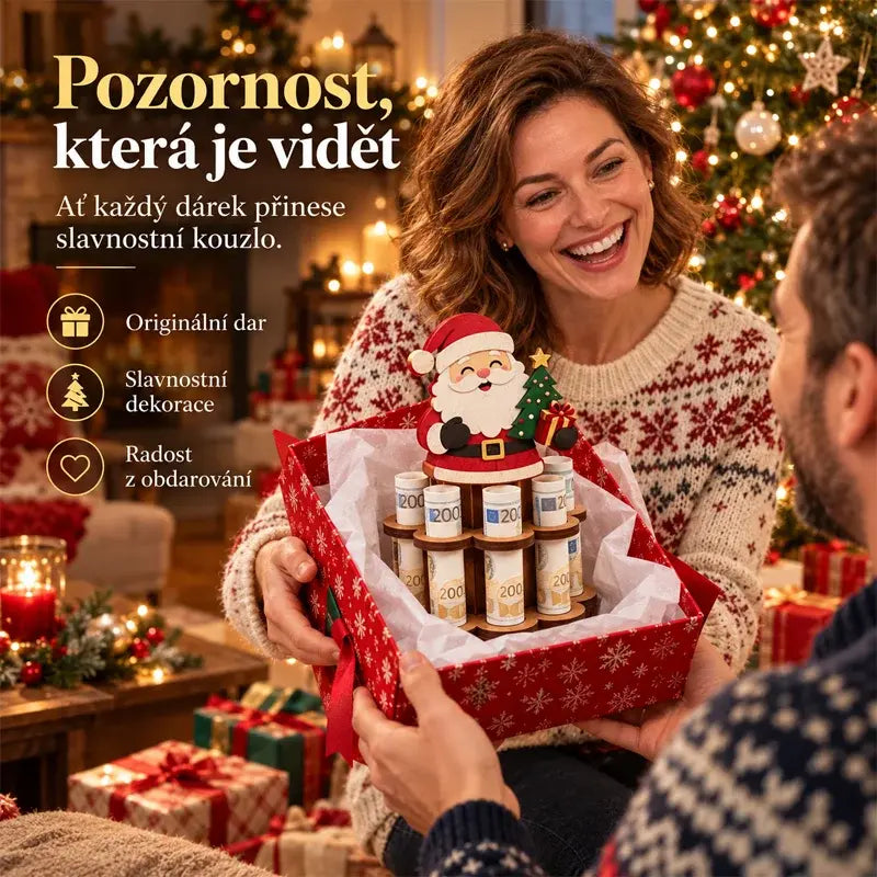 🎄Drevená vianočná ozdoba – pokladnička